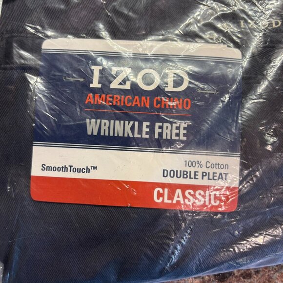 NWT Men's IZOD American Chino Double Pleat Classic Fit Chino Pants Navy 33W 32L - Picture 6 of 12